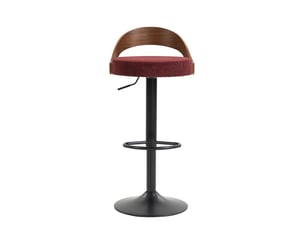 Tabourets de bar pivotants 360° lot de 2 rouge vin avec dossier bois noyer et siège pu réglable en hauteur