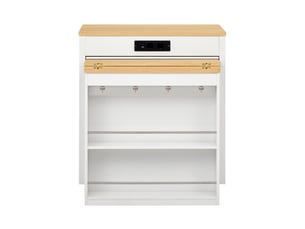 Îlot de cuisine extensible avec rangements et prises intégrées blanc