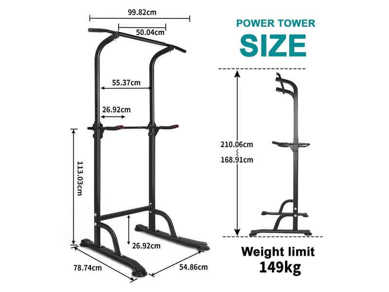 Tour de musculation multifonction réglable 99,82 x 78,74 x 210,06 cm noire en fer, entraînement intérieur - Conforama C