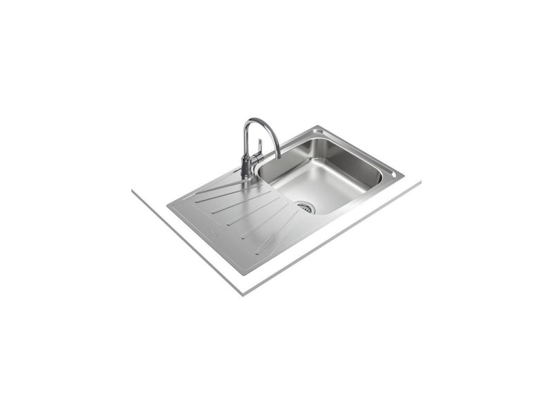  Evier encastrable inox poli reversible 1 bac 1 egouttoir 86x50 cm TEK1703029448499 - Conforama C