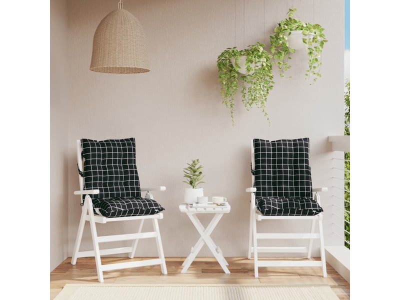 Lot de 2 coussins d'extérieur, coussins de chaise motif à carreaux noirs 100 x 50 x 7 cm cf56395 - Conforama B