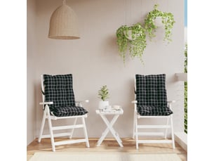 Lot de 2 coussins d'extérieur, coussins de chaise motif à carreaux noirs 100 x 50 x 7 cm cf56395