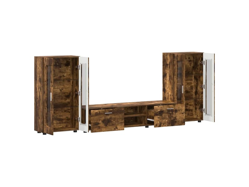  Ensemble meuble tv - banc tv - meuble de rangement florin 3 pcs chêne fumé bois d'ingénierie  - Conforama E