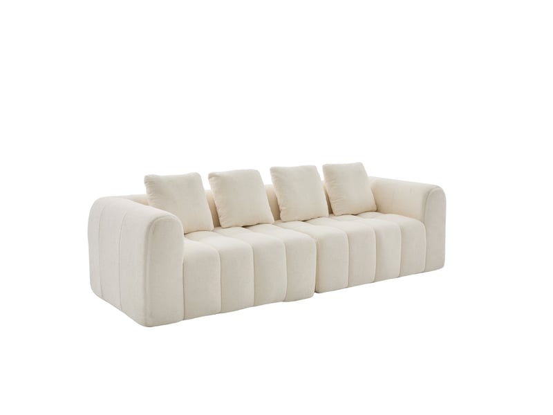  Canapé 3 places compressé en tissu beige, 2 modules, accoudoirs, 260 x 94,5 x 80 cm MT002-BE - Conforama A