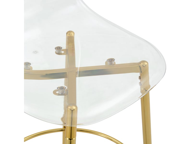 Lot de 2 tabourets de bar transparents - design épuré - pieds dorés - hauteur 102 cm - cuisines ouvertes - Conforama E