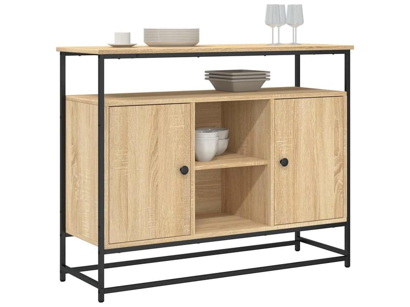  Buffet - bahut - meuble de rangement chêne sonoma 100x35x80 cm bois d'ingénierie  - Conforama C