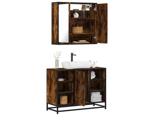 Ensemble de meubles de salle de bain 2 pcs chêne fumé cf63585