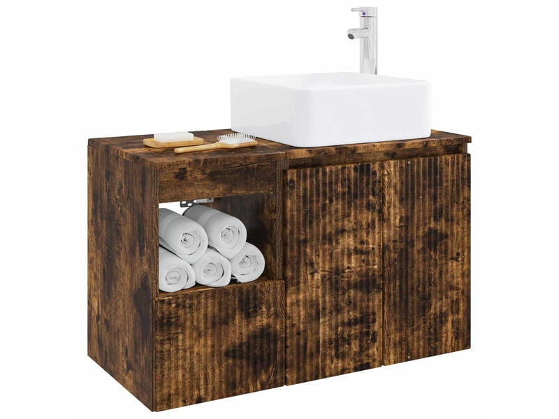  Ensemble de mobilier de salle de bain 2 pc chêne fumé cf64086  - Conforama C