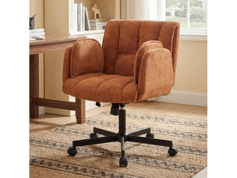  Fauteuil de bureau pivotant avec accoudoirs rabattables orange evryae  - Conforama B