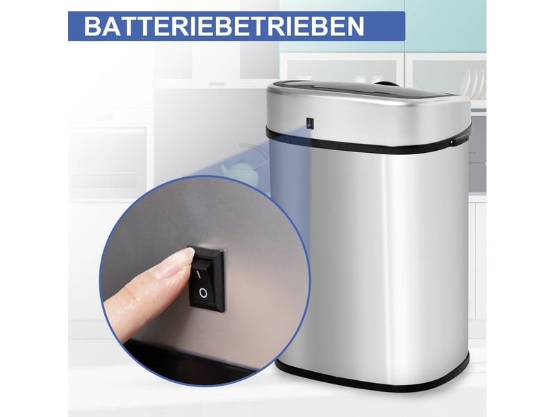  Poubelle automatique tcqpz 58 l à capteur infrarouge acier inoxydable argentée 40,9 x 28,9 x 68 cm  - Conforama D