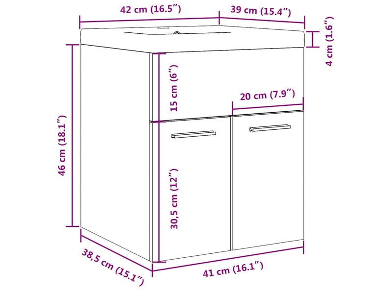  Ensemble de meubles salle de bain 2 pcs bois d'ingénierie cf63914  - Conforama E