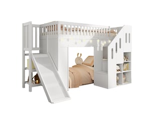 Lit mezzanine 90x200 cm <strong>OKWISH</strong>  <strong></strong> coloris blanc