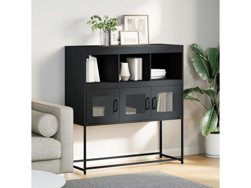  Buffet - bahut - meuble de rangement anthracite 100,5x39x107 cm acier laminé à froid  - Conforama C