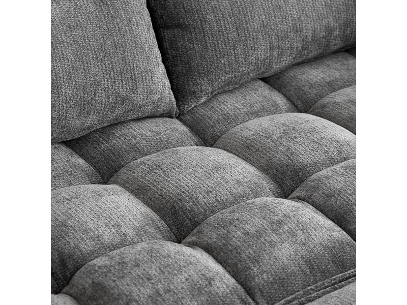  Canapé convertible 3-en-1 142 cm en chenille, lit gigogne, rangements, porte-gobelets et coussins, gris, design actuel  - Conforama E