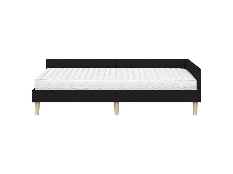 Lit simple- lit adulte - cadre de lit d'angle avec matelas 2 pcs noir 100 x 200 cm tissu - Conforama D