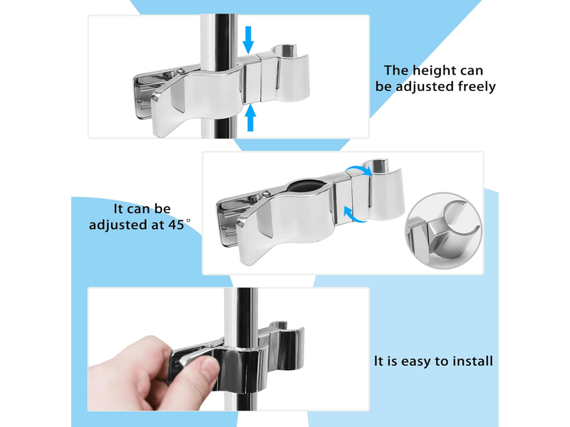  Support douchette,support pommeau de douche,barre de douche support douchette sans percage,45°clamp douchette réglable  - Conforama C