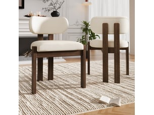 Lot de 2 chaises de salle à manger 54x54x79 cm bouclette noyer et écru