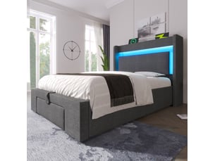 Lit avec rangement 90x200 cm <strong>MODENVIE</strong>  <strong></strong> coloris gris