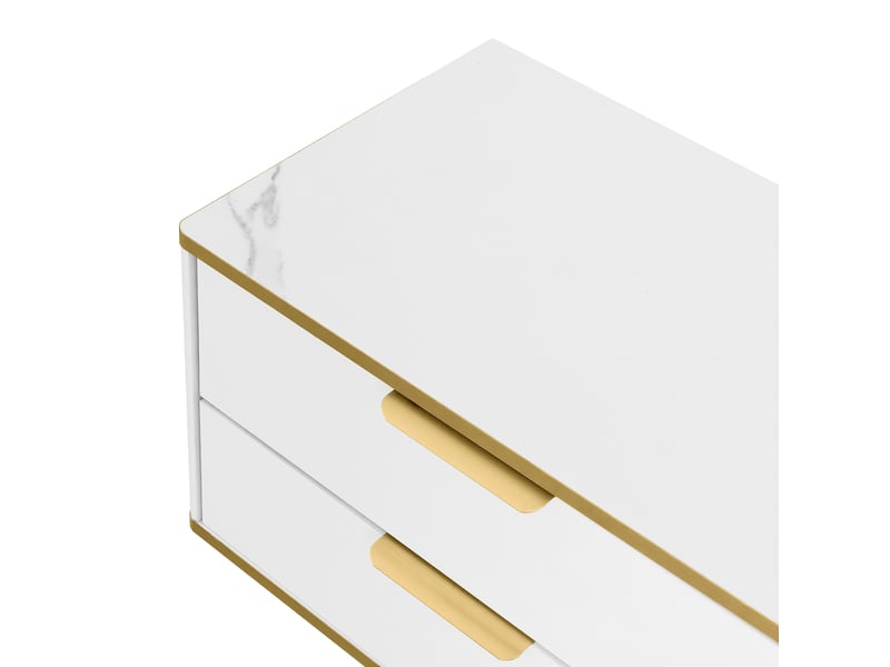  Meuble tv blanc et or 170 cm avec portes sculptées et tiroirs  - Conforama W