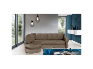 Canapé d'angle gauche fixe <strong></strong> <strong></strong> 3 places Polyester beige avec coffre de rangement