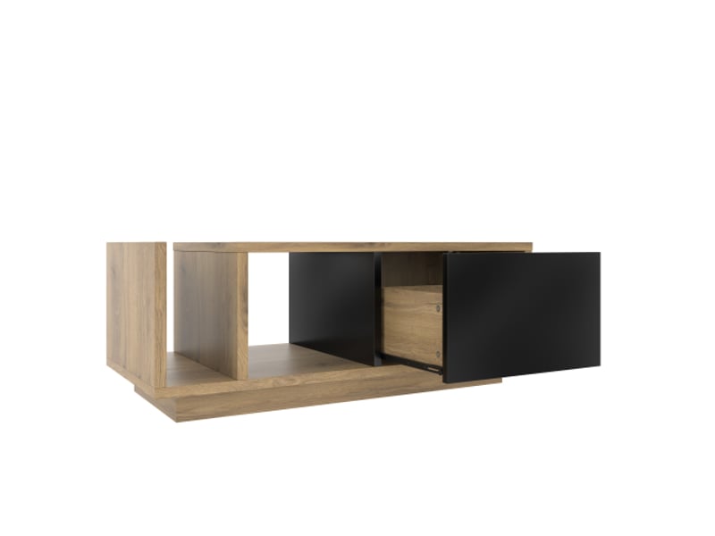  Bahut rétro multifonction : séparateur de pièce avec led, bois et métal intemporel, rangement malin  - Conforama A