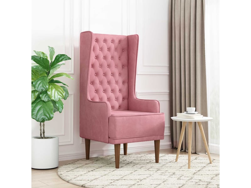 Vidaxl chaise à dossier haut avec boutons capitonnés rose velours - Conforama B