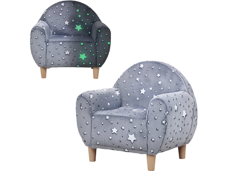  Fauteuil de salon, fauteuil enfants, canapé pour enfants, velours, 55x40x55cm, gris  - Conforama B
