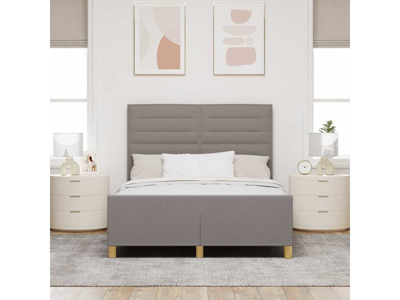  Lit double | lit adulte | cadre de lit avec tête de lit taupe 140x190 cm tissu  - Conforama D