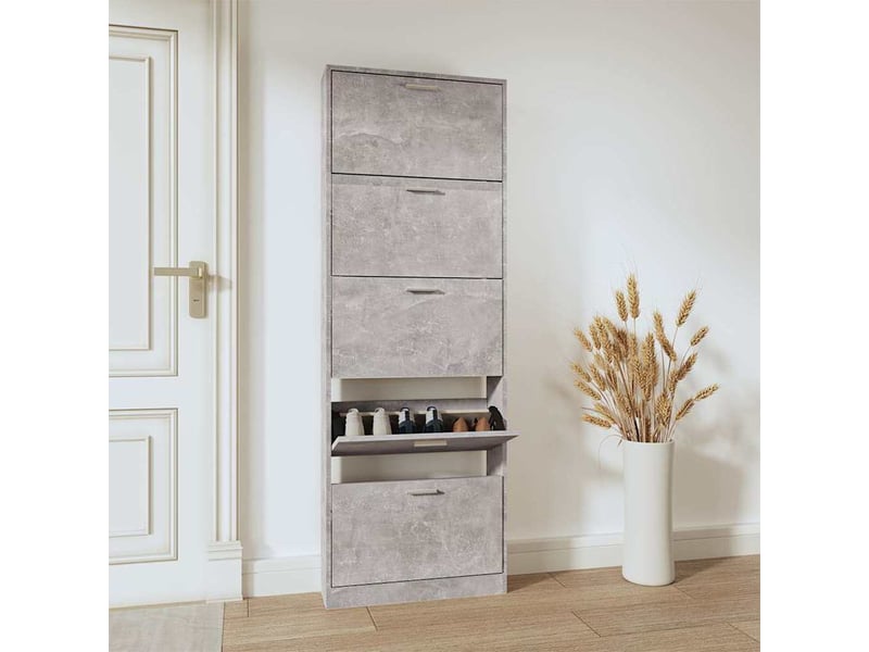  Meuble à chaussure, armoire à chaussures gris béton 59x17x169 cm bois d'ingénierie  - Conforama B
