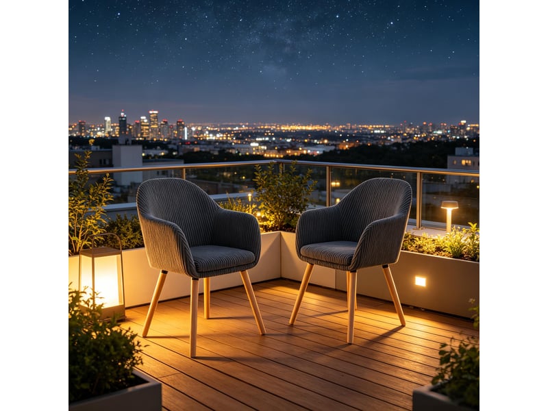  Chaise de salle à manger avec accoudoirs et patins réglables  - dossier enveloppant, velours côtelé gris foncé  - Conforama E