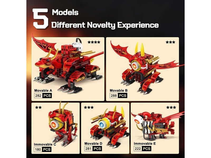  Robot dragon rc 5 en 1 354 pieces avec leds yeux app controle 151498_AAAAL80502_6_DROPFR - Conforama B