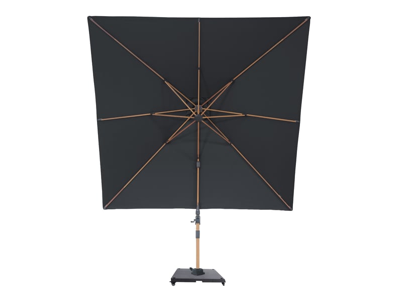  Axi alina parasol déporté carré avec pied de parasol, 300 x 300 cm, aspect boisgris | pour le jardin terrasse avec armature thermolaquée | housse de protection inclus  - Conforama D