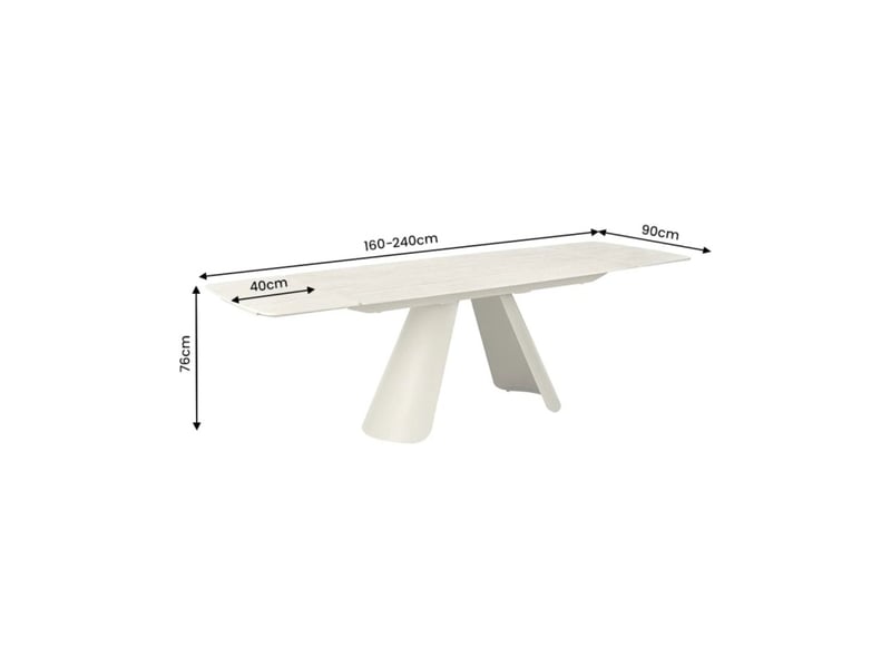  Table de salle à manger extensible covy 160 à 240 cm en céramique champagne et métal – 6 places  - Conforama C