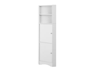 Meuble d'angle de salle de bain avec étagère réglable blanc 36.5 x 36.5 x 155 cm