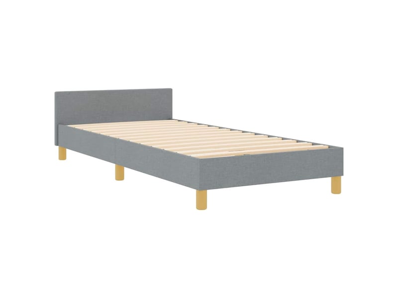  Lit simple- lit adulte -  cadre de lit avec tête de lit gris clair 100 x 200 cm tissu  - Conforama C