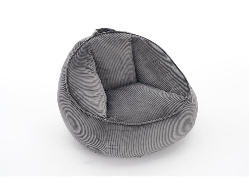  Pouf géant fauteuil lounge 90x90x59 cm dossier ergonomique, revêtement en velours côtelé, mousse mémoire, gris  - Conforama A