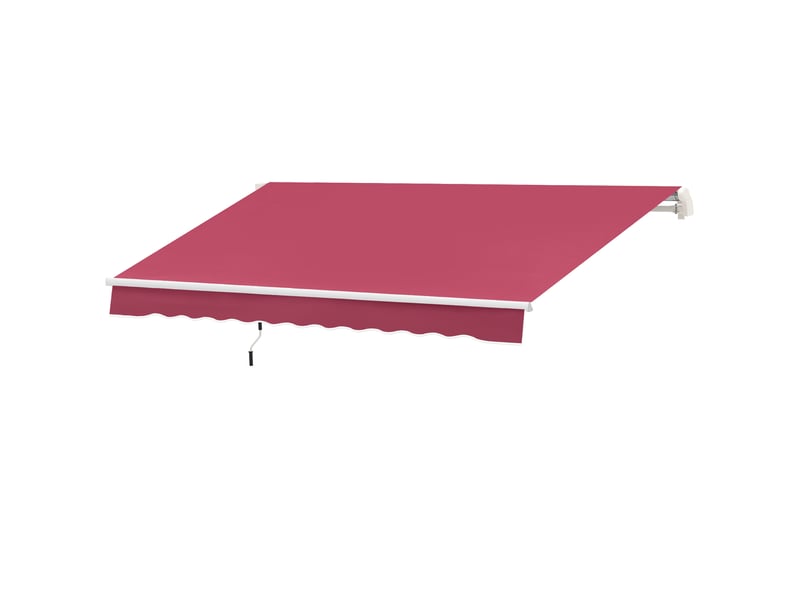 Store banne manuel 395 x 245 cm avec manivelle, pour balcon, terrasse ou patio, en aluminium et toile polyester 280 gm², anti-uv, rouge. - Conforama B