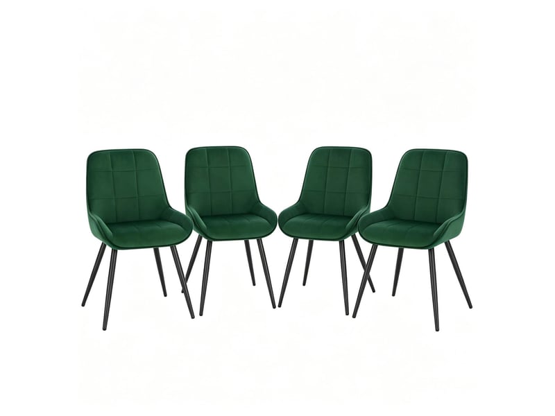 Lot de 4 chaises de salle à manger avec dossier ergonomique, assise rembourrée samt, structure métal robuste et stable - Conforama A
