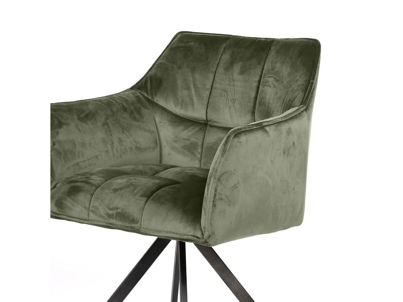  Lot de 2 fauteuils repas pivotants en velours vert foncé  - Conforama C