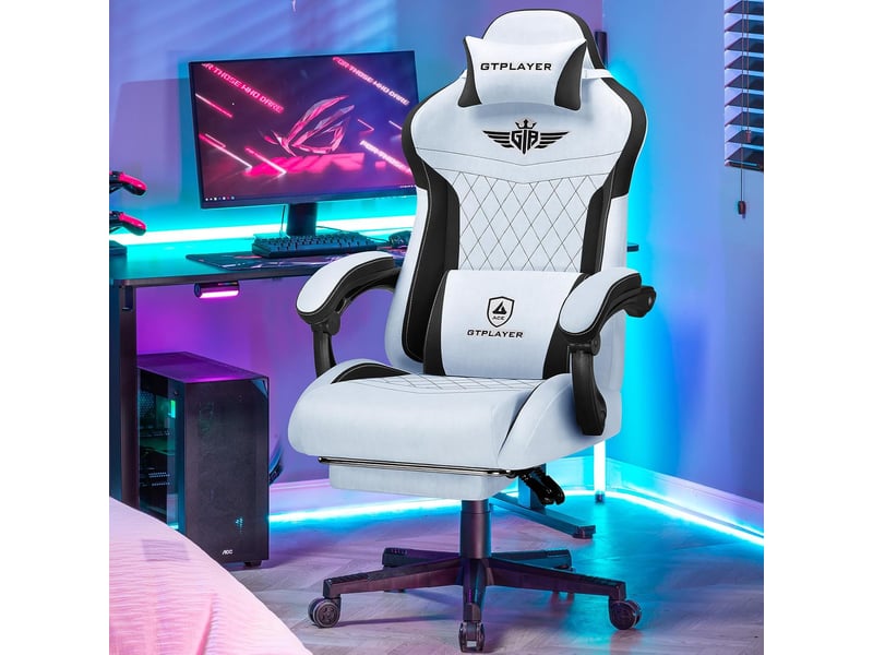  Gtplayer ergonomic gaming chair with lumbar support and wide backrest 150kg - flannel light blue GT832-LBL - Conforama D