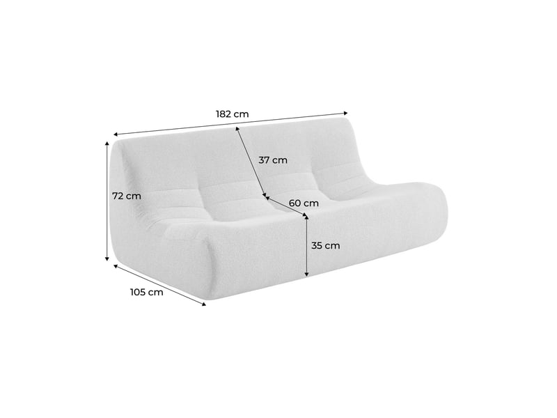 Chauffeuse bouclette texturée 3 places blanc - sokol  - Conforama D