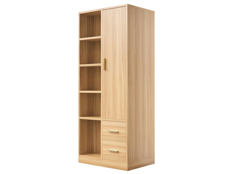 Armoire penderie 1 porte 2 tiroirs 2 tringles coloris bois 70 x 50 x 170 cm  - Conforama B