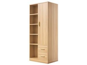 Armoire penderie 1 porte 2 tiroirs 2 tringles coloris bois 70 x 50 x 170 cm