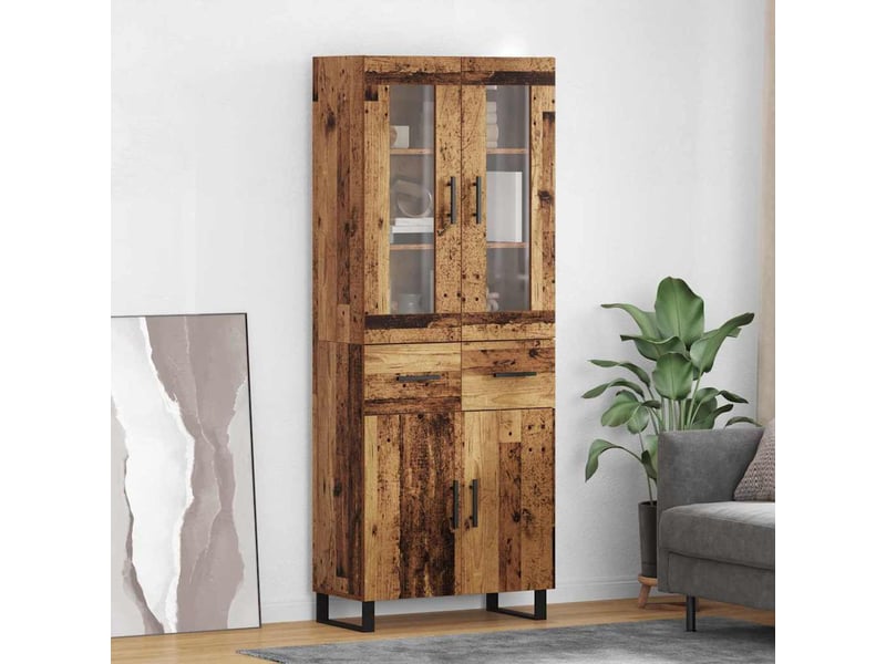  Haut armoire, armoire de rangement bois ancien 69,5x34x180 cm shl46569  - Conforama B