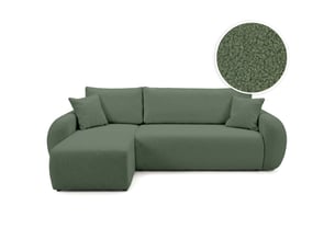 Canapé d'angle réversible convertible LOUNGITUDE ALYA 3 places Tissu bouclette Vert