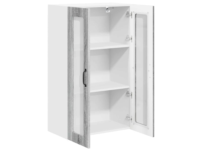  Meuble mural de cuisine, cabinet en verre mural sonoma gris 60x31x100cm  - Conforama E