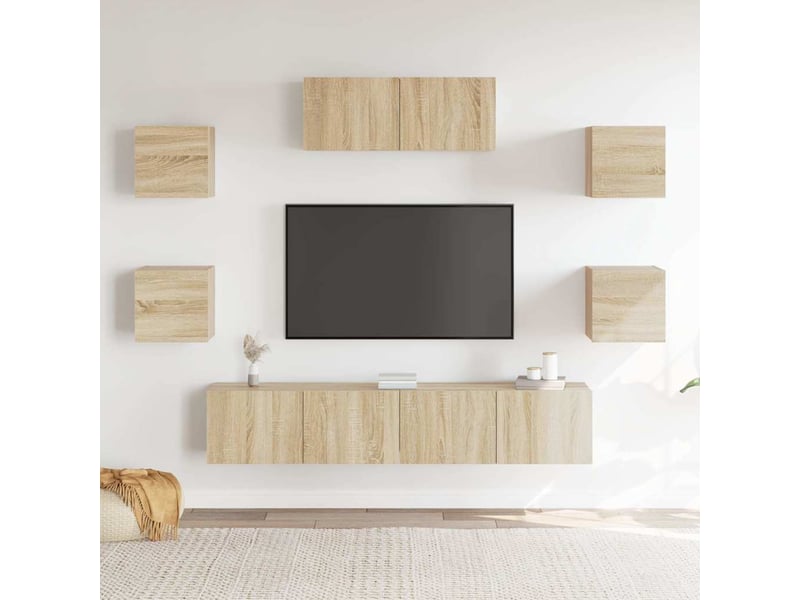  Ensemble de meubles tv 7 pcs chêne sonoma bois d'ingénierie shl25660  - Conforama C