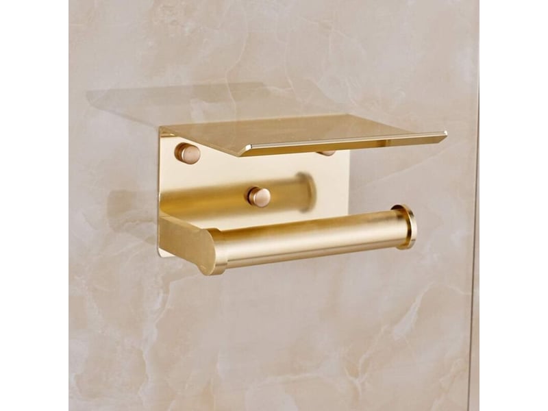 Porte papier toilette multifonction doré, support téléphone mural en alliage aluminium 13x11.5x8cm – rw - Conforama B