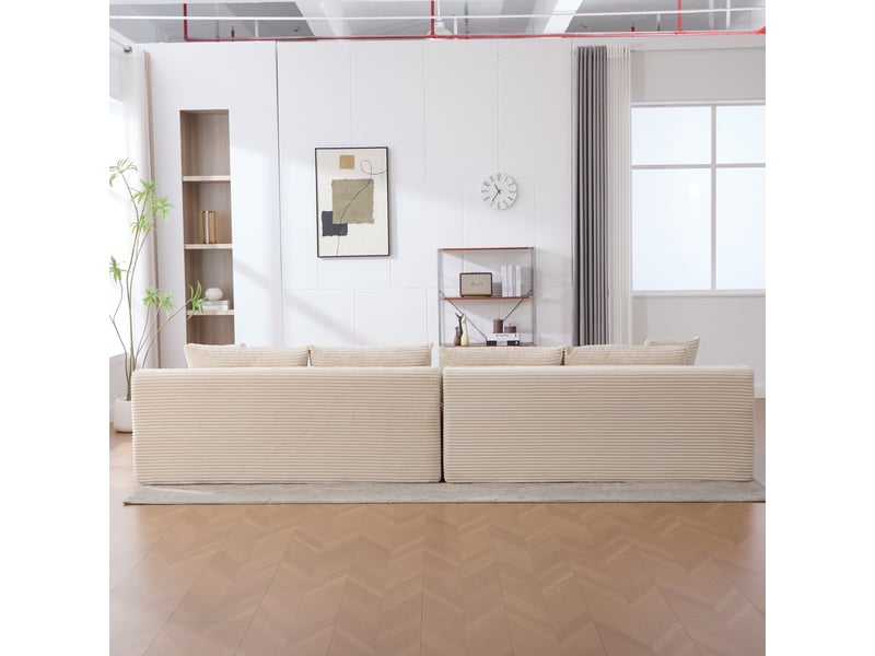  Canapé modulable ivoire en tissu chenille, canapé sectionnel confortable avec mousse 30d pour salon  - Conforama C
