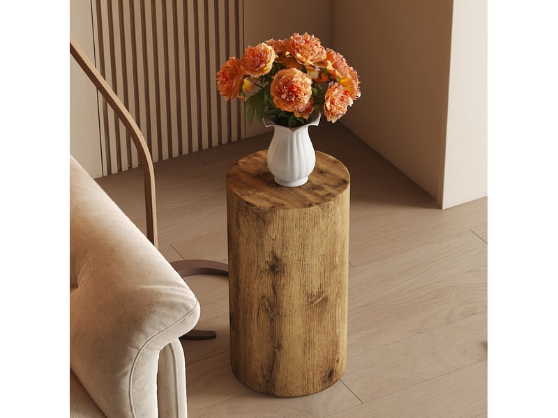  Bout de canapé rond en mdf effet bois, diamètre 30 cm, hauteur 55 cm, marron  - Conforama B